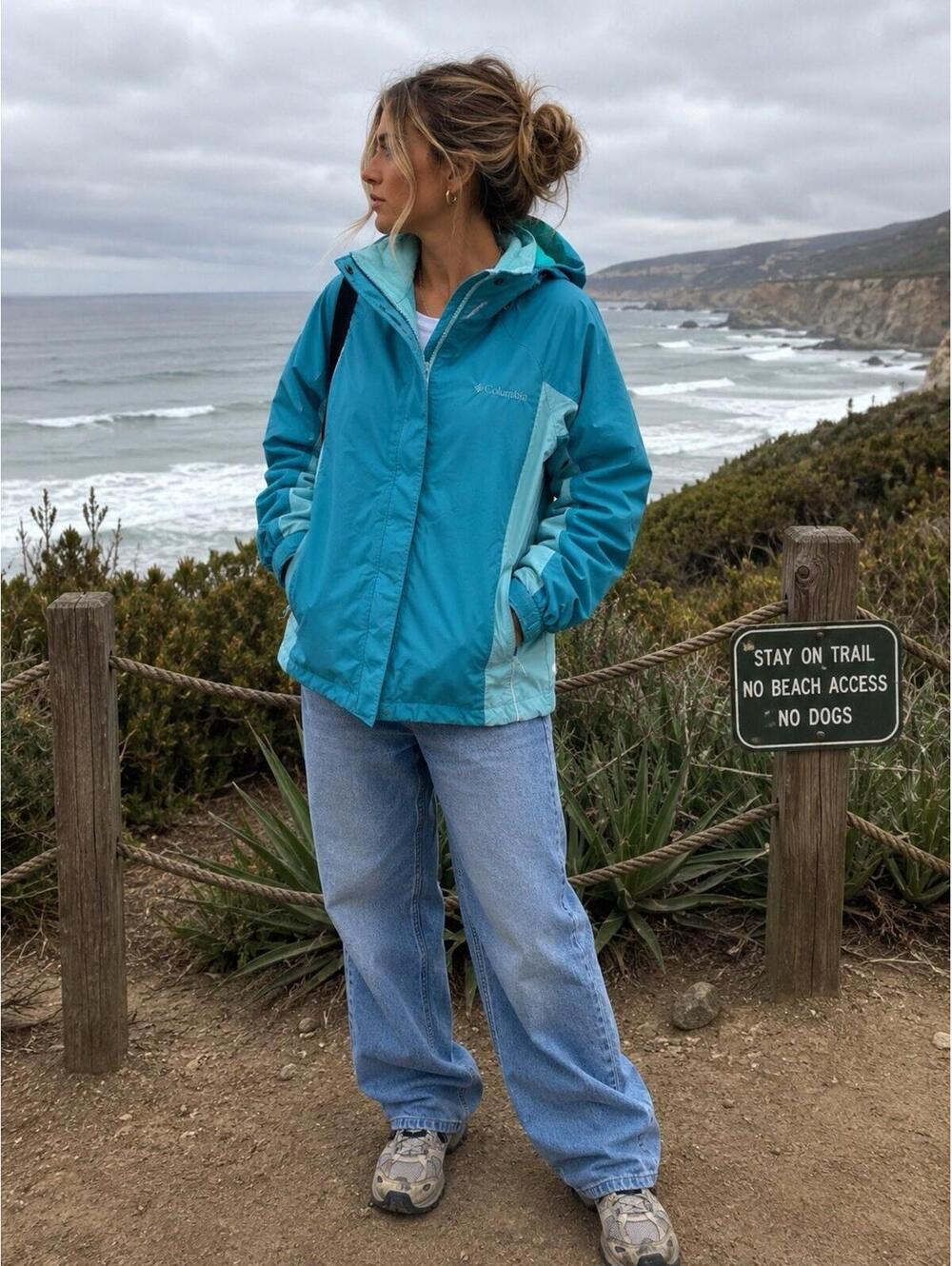 Vintage Columbia Aqua Fleece-Lined Hooded Rain Jacket | Gorpcore Outdoor Coat